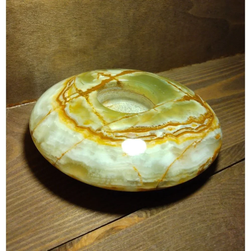 Onyx Tea Light Candle Holder Marble Disc
